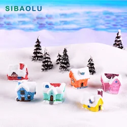 Figura de decoración navideña de casa de nieve de caramelo, adorno de jardín de hadas en miniatura, estatua de construcción, regalo de amor, juguete artesanal de resina TNB090