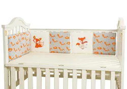 Juego de cama algodón bebé con protector cuna y cojín trasero
