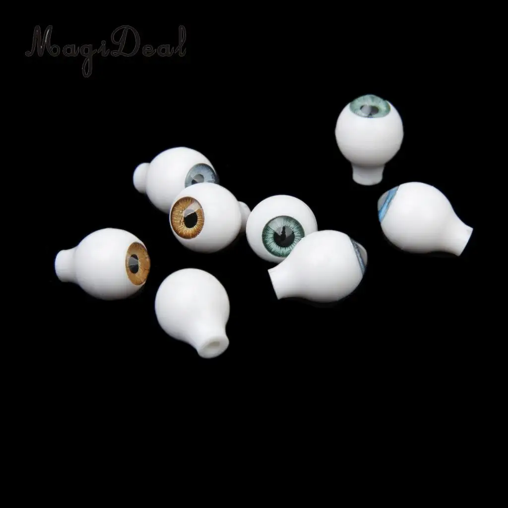 MagiDeal Simulation 4 Pairs Round Acrylic Doll Eyes DIY Eyeballs for Porcelain Dolls Animals Halloween Props Kids Toy 10x7mm