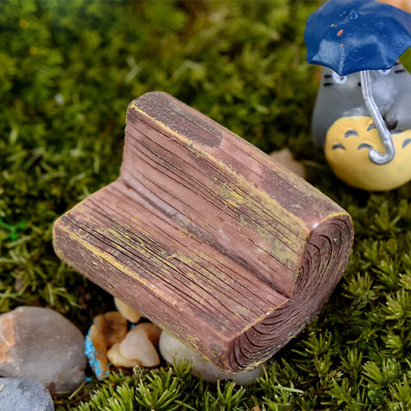 Estatua mini para jardín de hadas con forma de taburete de tocón