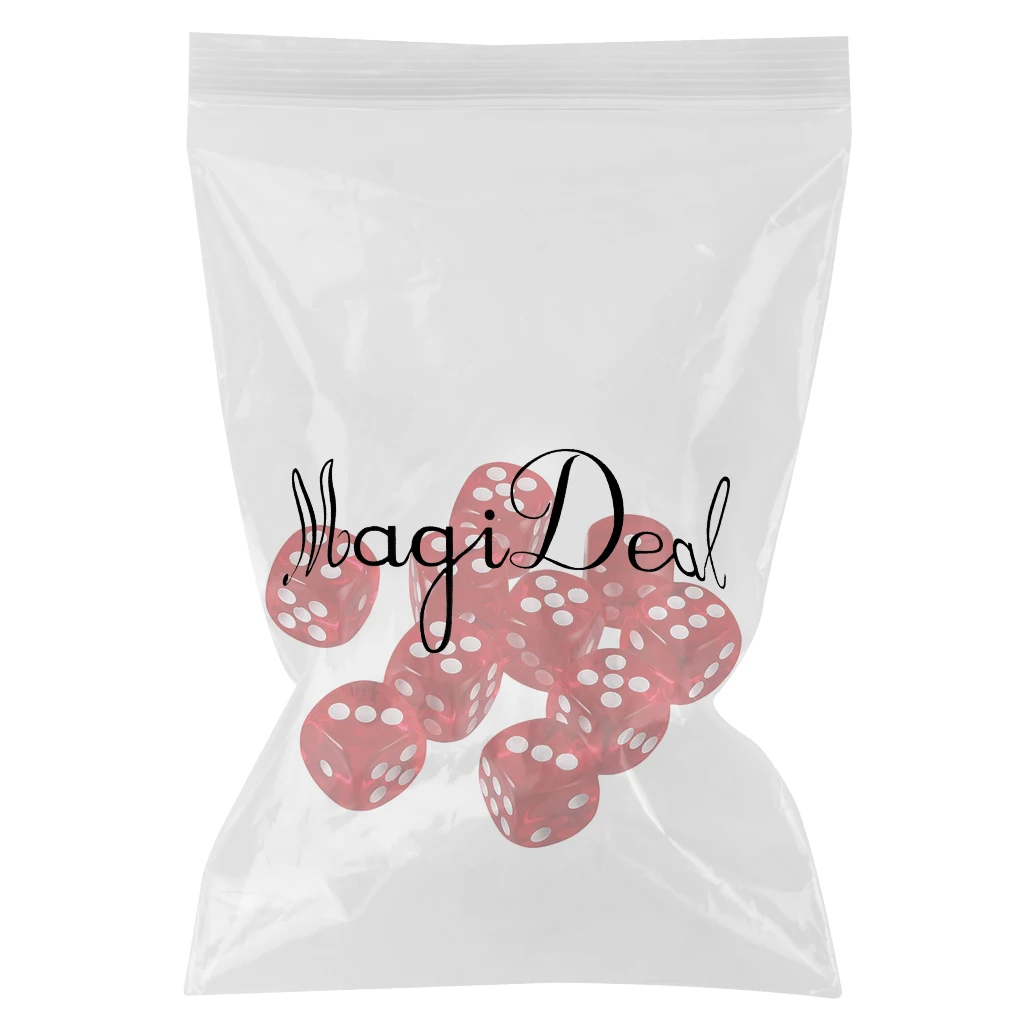 Pack of 10 D6 Dice Sets Acrylic Six-side for D&D TRPG Party Board Game Kids Toys