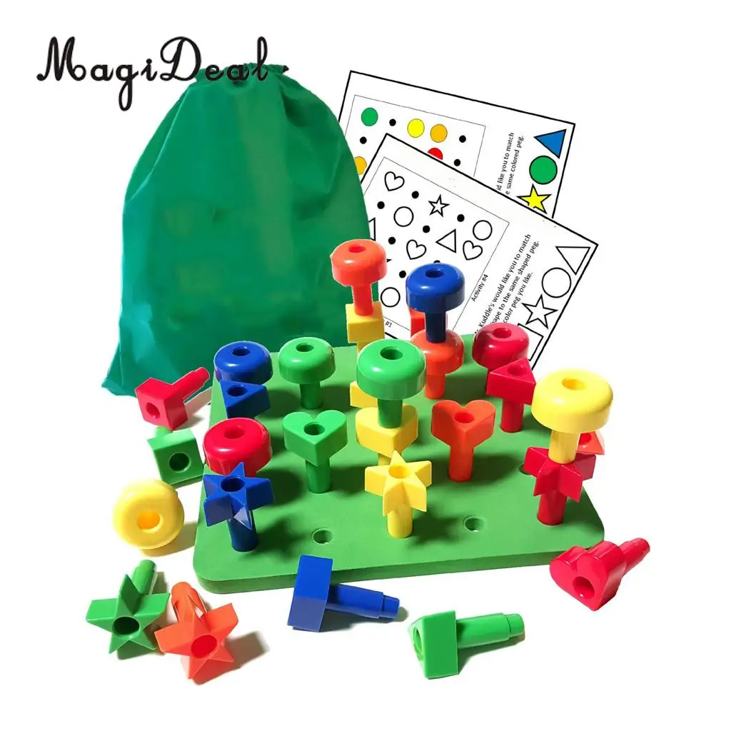 MagiDeal Plastic Sorting Pegboard Travel Toys Kids Child Play 30Pegs Color Recognition Game Learning for Baby Toddler Funny Gift