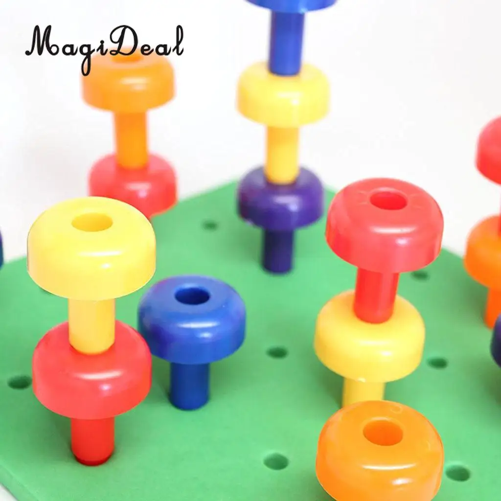 MagiDeal Plastic Sorting Pegboard Travel Toys Kids Child Play 30Pegs Color Recognition Game Learning for Baby Toddler Funny Gift