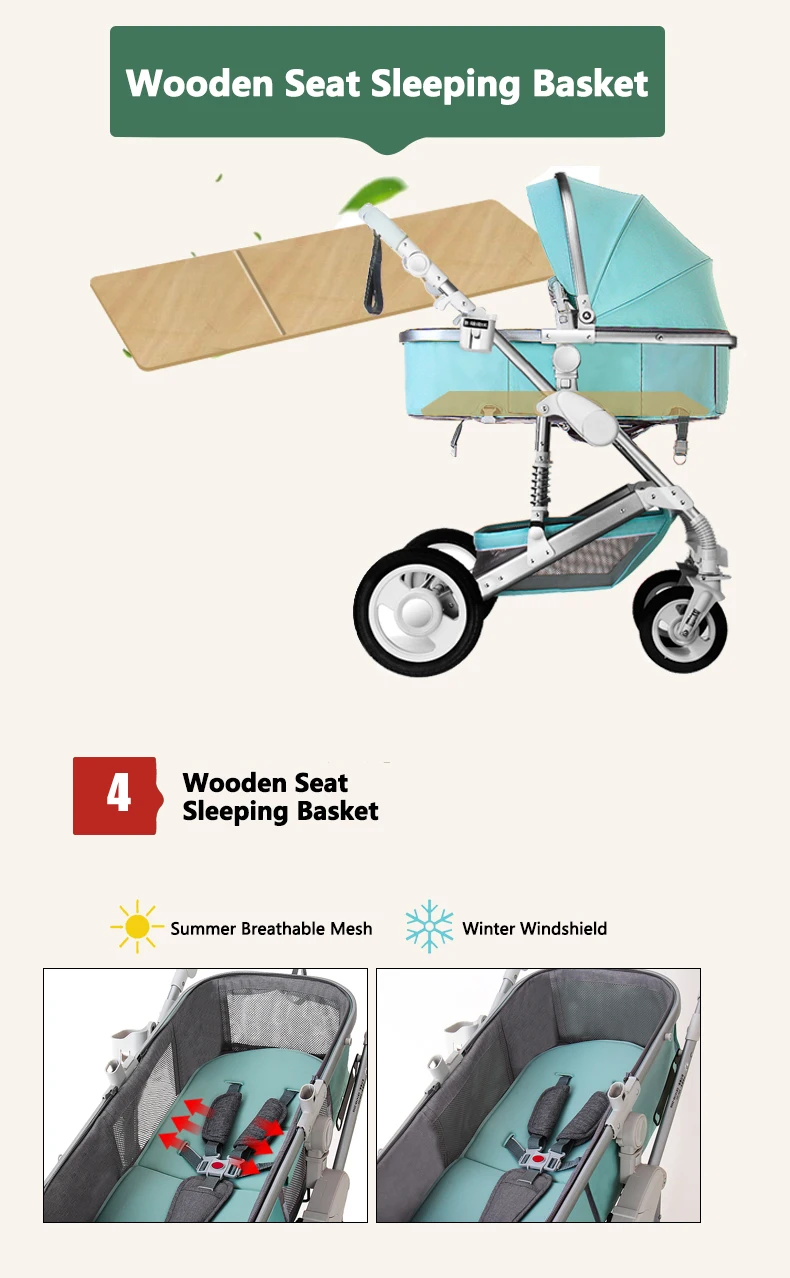 High Landscape Luxury Infant 3 in 1 stroller Baby Stroller Carriage Basket Four Wheels Stroller Baby Safe Seat