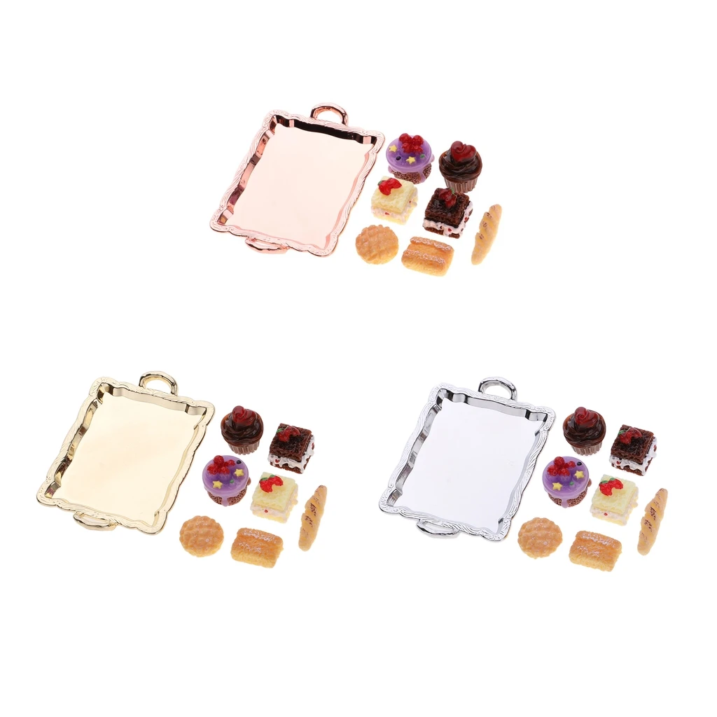 1:12 Dollhouse Miniature Food Cake Plate Breads Set for Kitchen Table Decoration Accessory perfect for pretend play toys