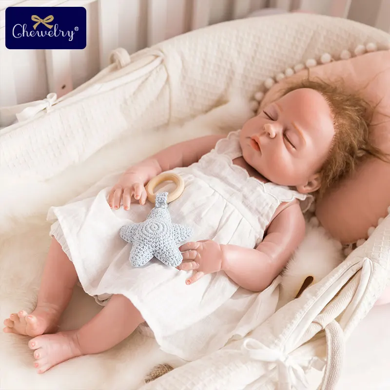 Sonajero de punto para bebé, campanas de ganchillo, estrella, juego de gimnasio para bebé, dentición, anillo de madera, mordedor, regalo para niños, juguetes Montessori, 1 ud. - imagen 5