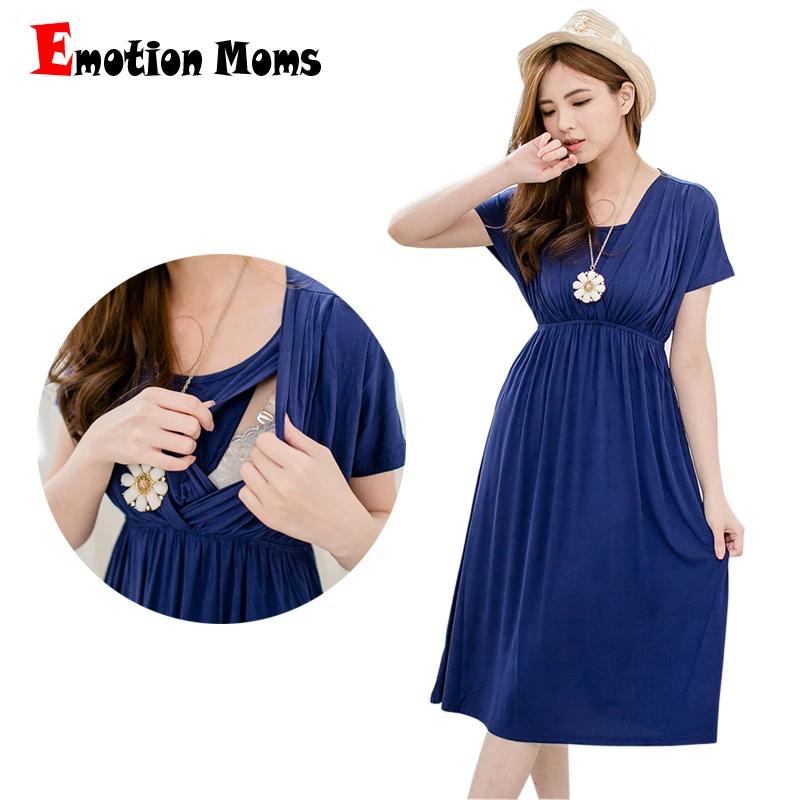 Vestido de moda Emotion Moms, vestido de lactancia, ropa de maternidad de verano para mujeres embarazadas, vestidos de maternidad de tela suave