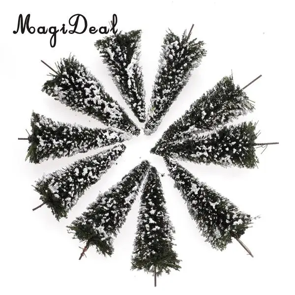 MagiDeal 10Pcs 1/150 White Dark Green Scenery Landscape Model Cedar Trees for Train Track Building Model Layout Prop 8cm