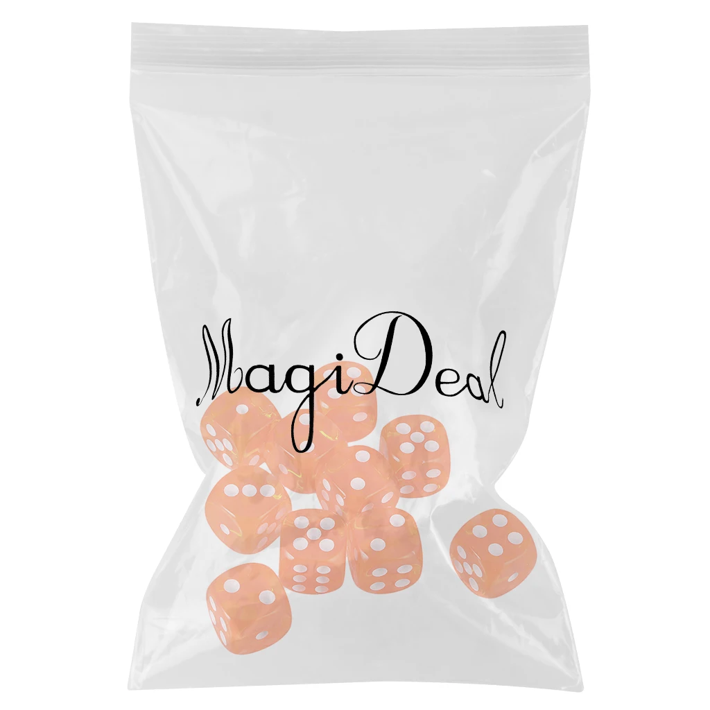 Pack of 10 D6 Dice Sets Acrylic Six-side for D&D TRPG Party Board Game Kids Toys