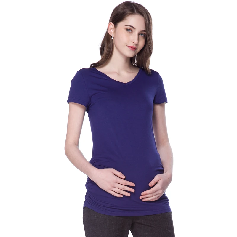 Ropa de maternidad de verano de talla grande, Tops para mujeres embarazadas, camisetas Gravida, camiseta para embarazadas, ropa de embarazo de manga corta - imagen 4