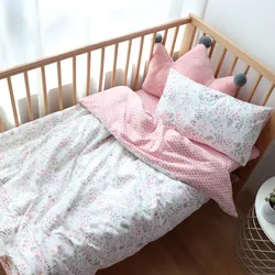 Juego ropa de cama bebé algodón suave transpirable con protector niña