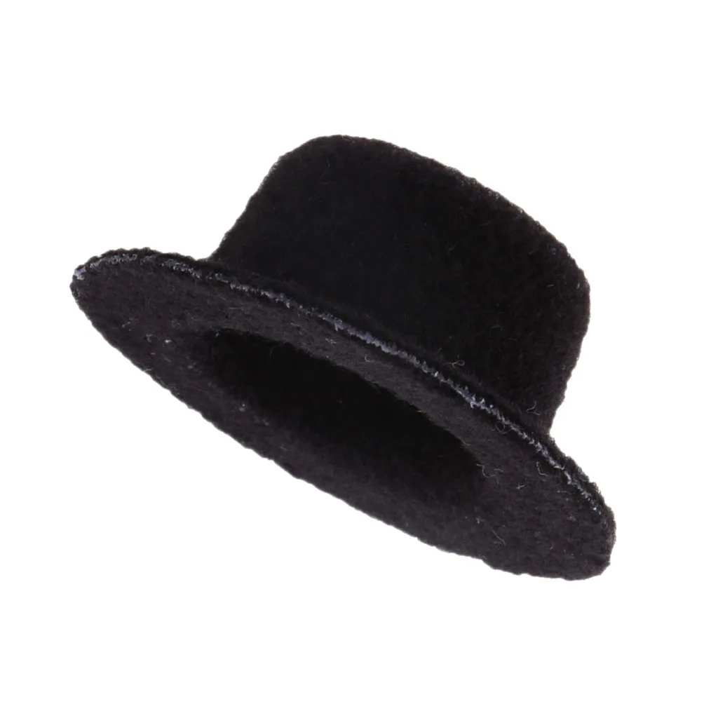 1:12 Scale Doll House Miniature Black Bowler Hat Cap Home Wall Accessories
