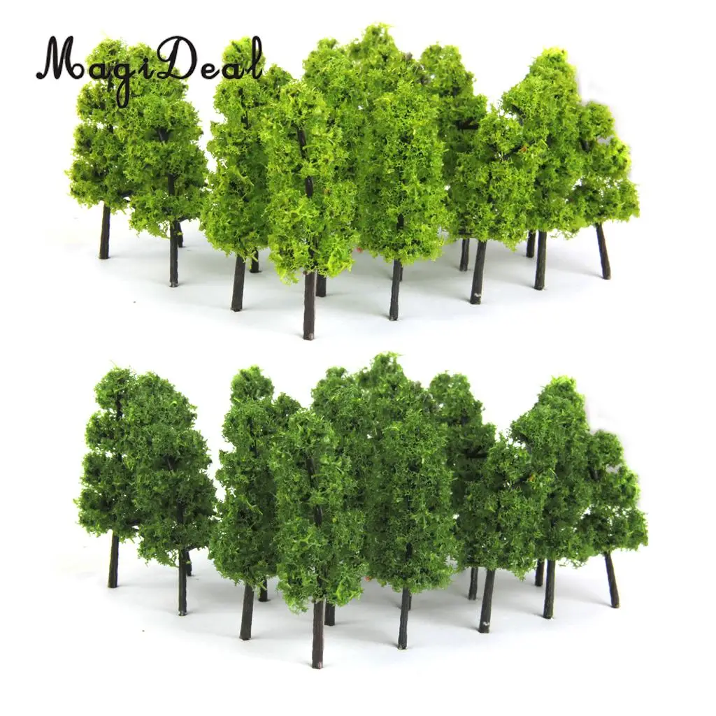 MagiDeal 20Pcs/Lot 1/200 Scale Pagoda Trees Model Train Railroad Railway Street Scenery for House Garden Park Landscape Layout