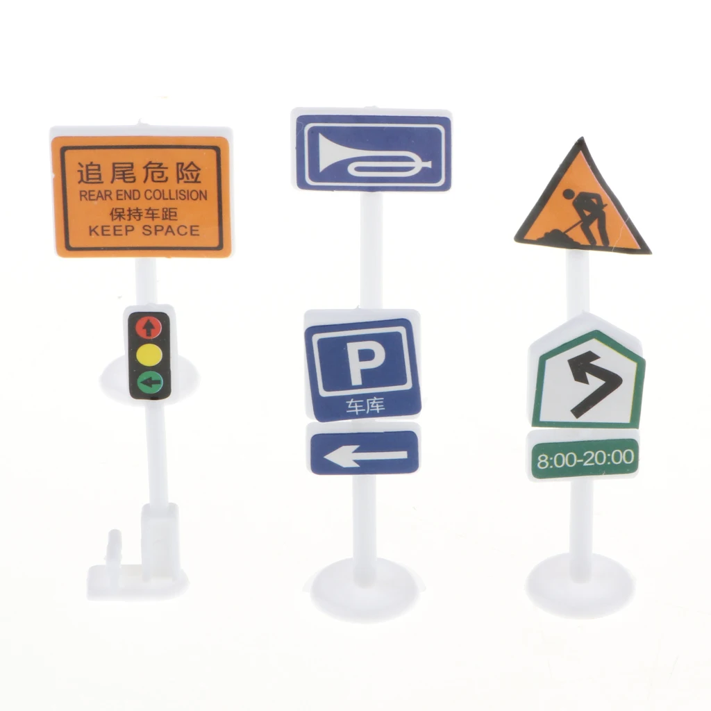 56pcs Block Street Traffic Sign Playset Toy Traffic Knowledge Educational Various street signs and signals Traffic Signs Toys
