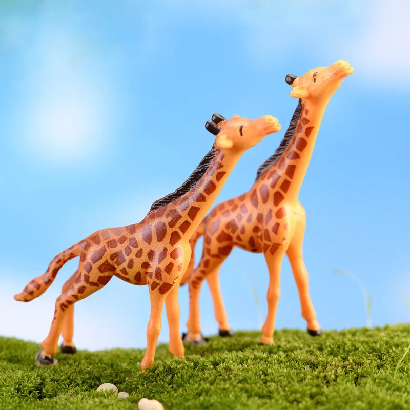 Figuras de jirafa para jardín, figuritas en miniatura de animales de bosque encantador, herramientas de cultivo de maceta, decoraciones decorativas de jardín, miniaturas - imagen 4