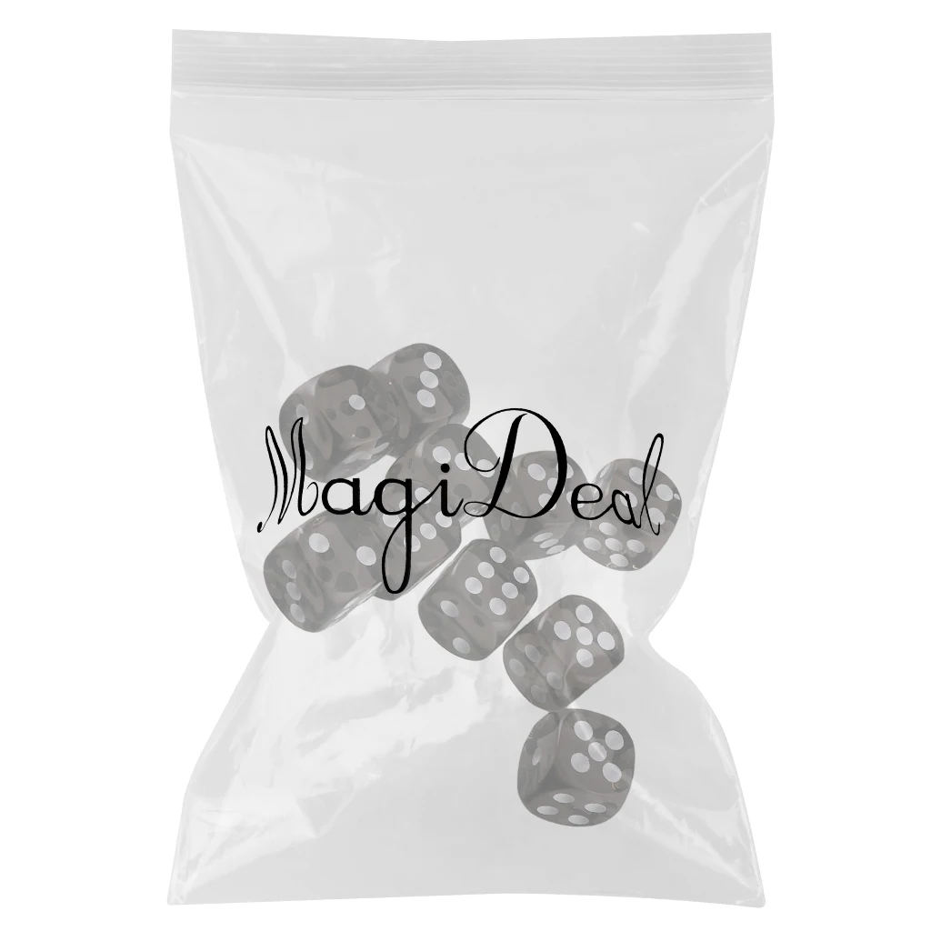 Pack of 10 D6 Dice Sets Acrylic Six-side for D&D TRPG Party Board Game Kids Toys