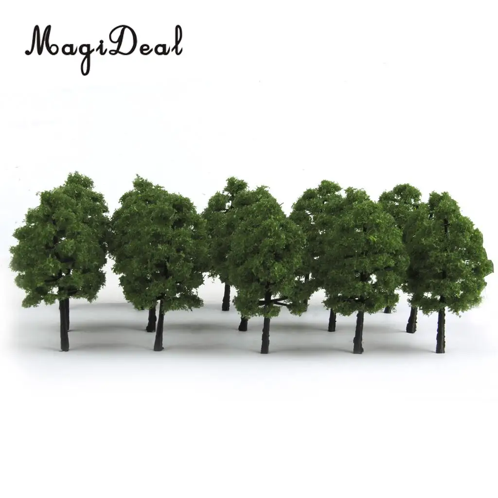 MagiDeal 20Pcs/Lot 1/100 Scale Plastic Model Trees Train Railroad Railway Street Scene Scenery for Park Doll house Garden Decor