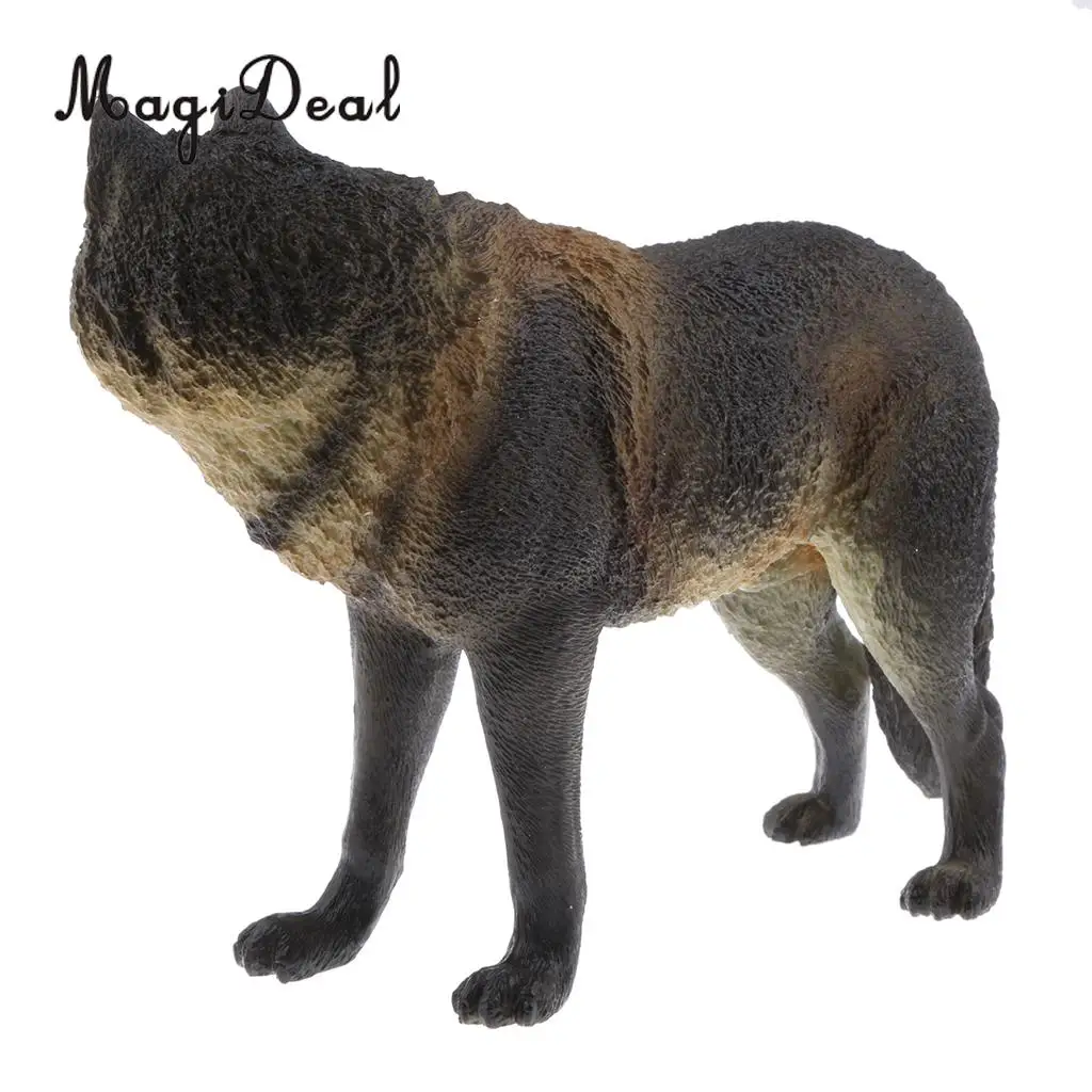 MagiDeal 1Pc PVC Realistic Animal Model Figurine Action Figures Play Set Kids Toy Black Wolf Home Table Pub Decor