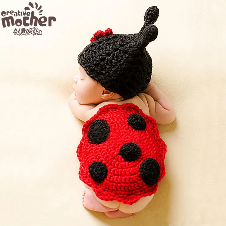 Crochet-Newborn-Photography-Props-Infant-Costume-Outfit-Cute-Baby-Hat-Costume-Set-Animal-Lion-Ladybug-Kids-Clothing-Accessories