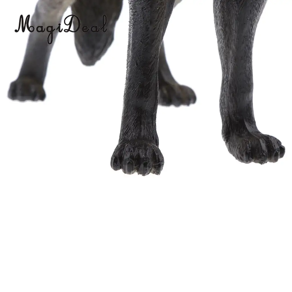 MagiDeal 1Pc PVC Realistic Animal Model Figurine Action Figures Play Set Kids Toy Black Wolf Home Table Pub Decor