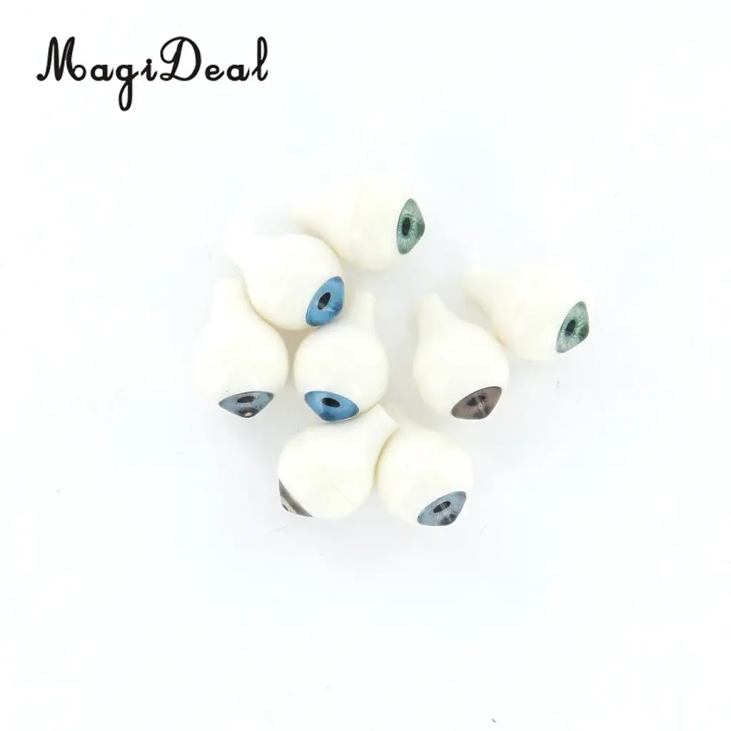 MagiDeal 8Pcs/Set Round Acrylic Plastic Doll Eyes Eyeballs for Porcelain Dolls Animals Halloween Props DIY Toys 14mm