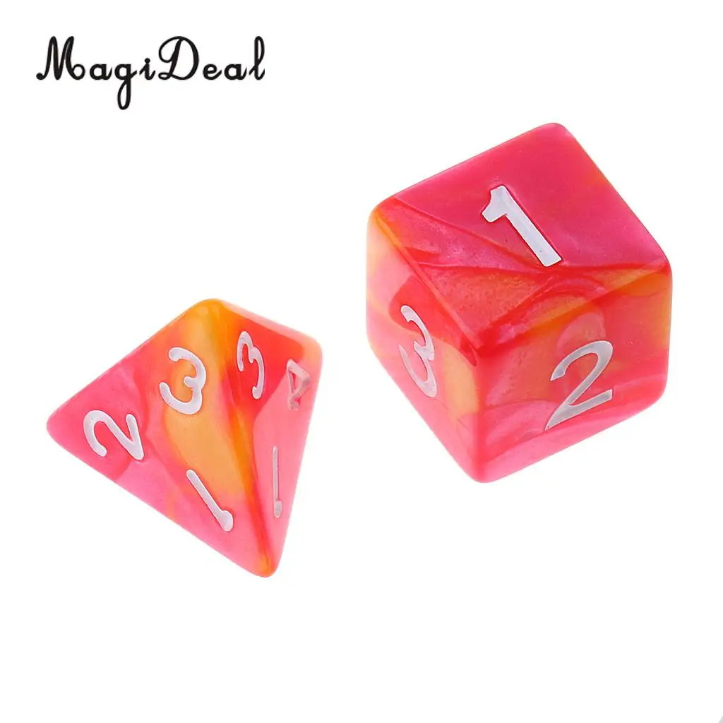 7Pcs Acrylic Polyhedral Dice 16mm D20 D12 D10 D8 D6 D4 for Dungeons & Dragons DND MTG RPG Table Games Gag Toys Red Orange