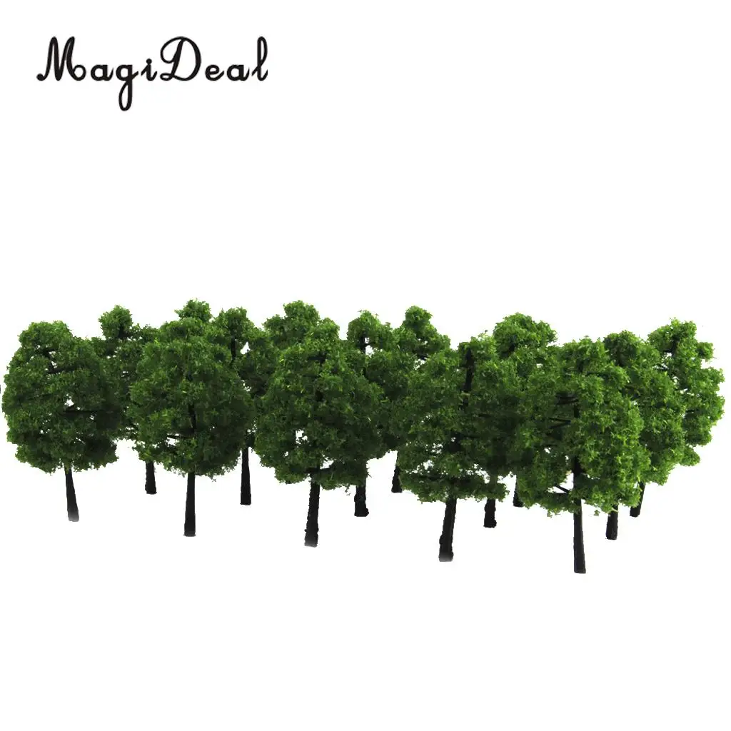 MagiDeal 20Pcs/Lot 1/100 Scale Plastic Model Trees Train Railroad Railway Street Scene Scenery for Park Doll house Garden Decor