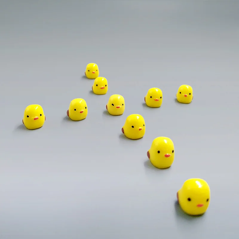 10 unds/pack pequeño pollito amarillo estatuilla bonsái decoración mini jardín de hadas animales de dibujos animados estatua adornos de musgo artesanía de resina DW-S-096 - imagen 4