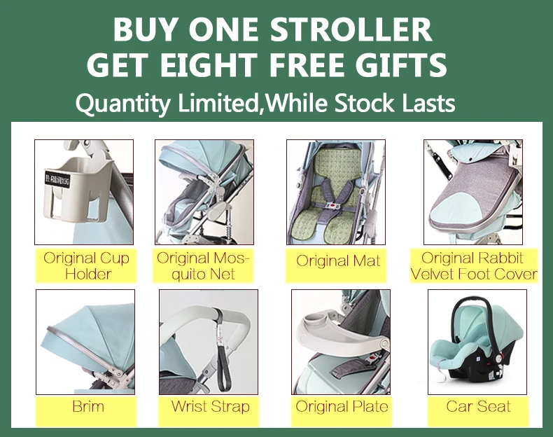 High Landscape Luxury Infant 3 in 1 stroller Baby Stroller Carriage Basket Four Wheels Stroller Baby Safe Seat