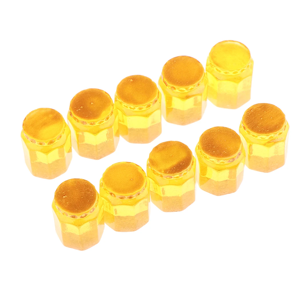 10 Pieces 1/12 Dollhouse Miniature Canned Food Honey Jars Jam Jar Kitchen Decorations Groceries Accessories, Yellow / Red