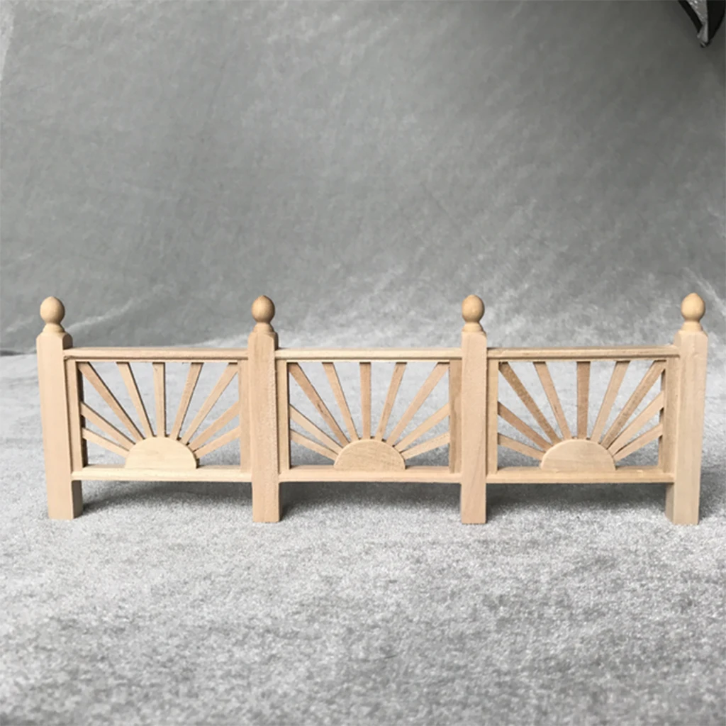 1/12 Dollhouse Scale Miniature Wood Rail Fence Miniature Unpainted Wooden Rail Barrier Garden Decor  for Dollhouse Garden Decor