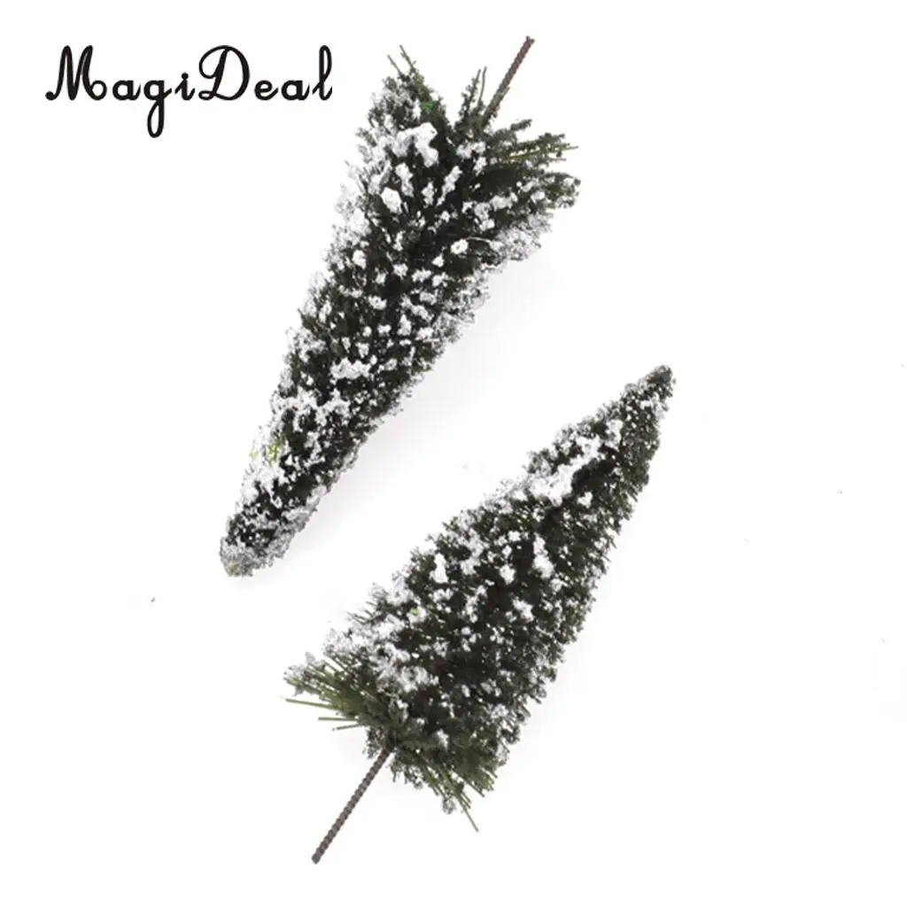 MagiDeal 10Pcs 1/150 White Dark Green Scenery Landscape Model Cedar Trees for Train Track Building Model Layout Prop 8cm