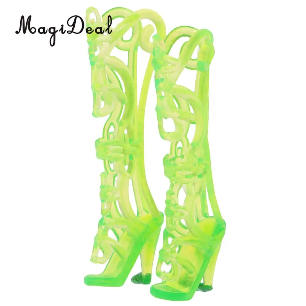 MagiDeal Fashion 12Pair/Lot PVC Trendy Multiple Styles High Heel Sandal Boots Shoes for Doll Daily Wear Girls Toy Birthday Gift