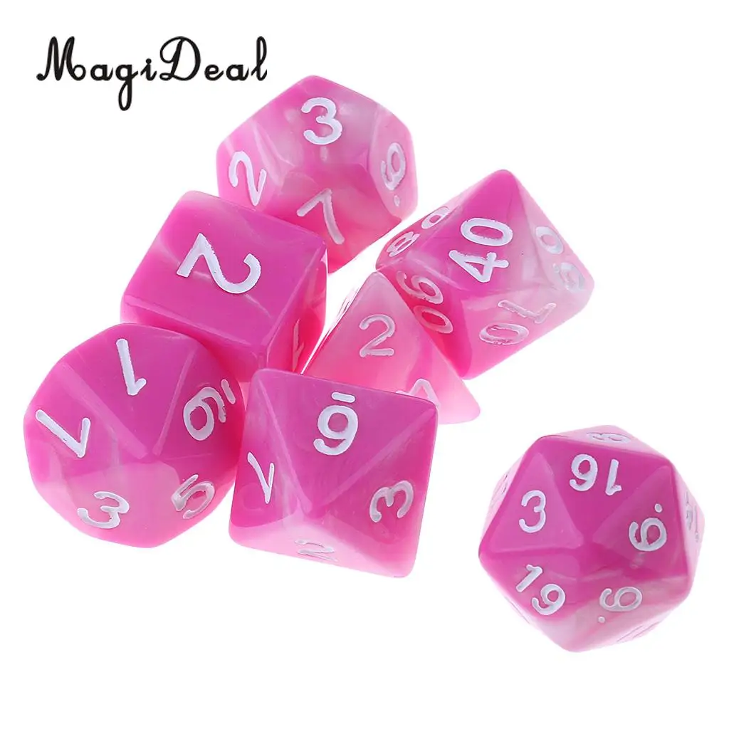 7Pcs Acrylic Polyhedral Dice 16mm D20 D12 D10 D8 D6 D4 for Dungeons & Dragons DND MTG RPG Table Games Gag Toys Red Orange