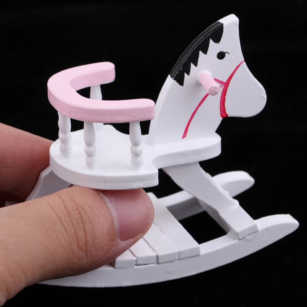 1/12 Dollhouse Miniature Wooden Rocking Horse Baby Room Cockhorse Model