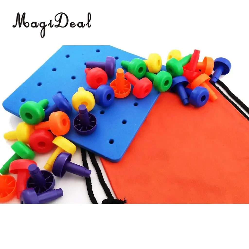 MagiDeal Plastic Sorting Pegboard Travel Toys Kids Child Play 30Pegs Color Recognition Game Learning for Baby Toddler Funny Gift