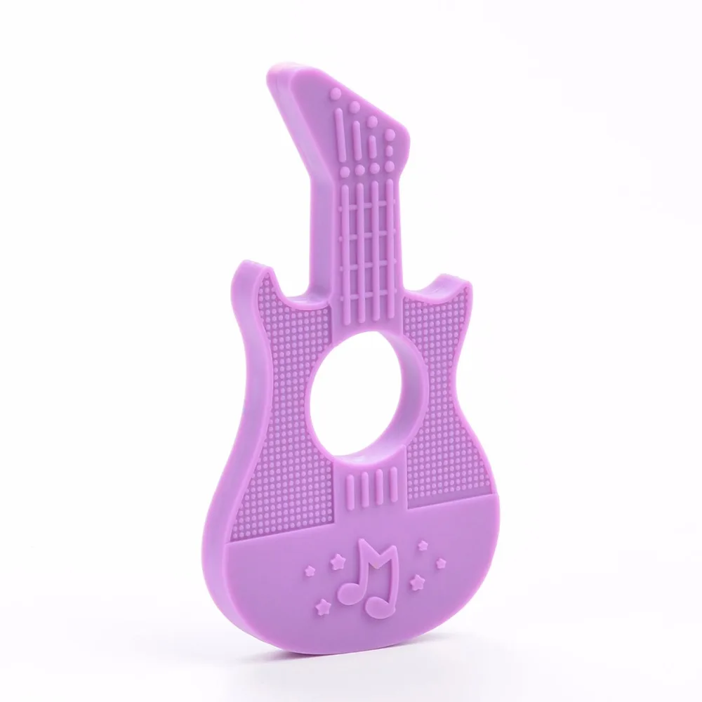 LOFCA collar de silicona masticable, cuentas mordedores de guitarra, joyería de disfraz de bebé de grado alimenticio, cadena de Clip para chupete - imagen 2