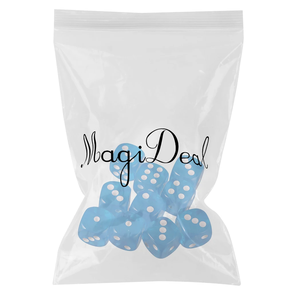 Pack of 10 D6 Dice Sets Acrylic Six-side for D&D TRPG Party Board Game Kids Toys