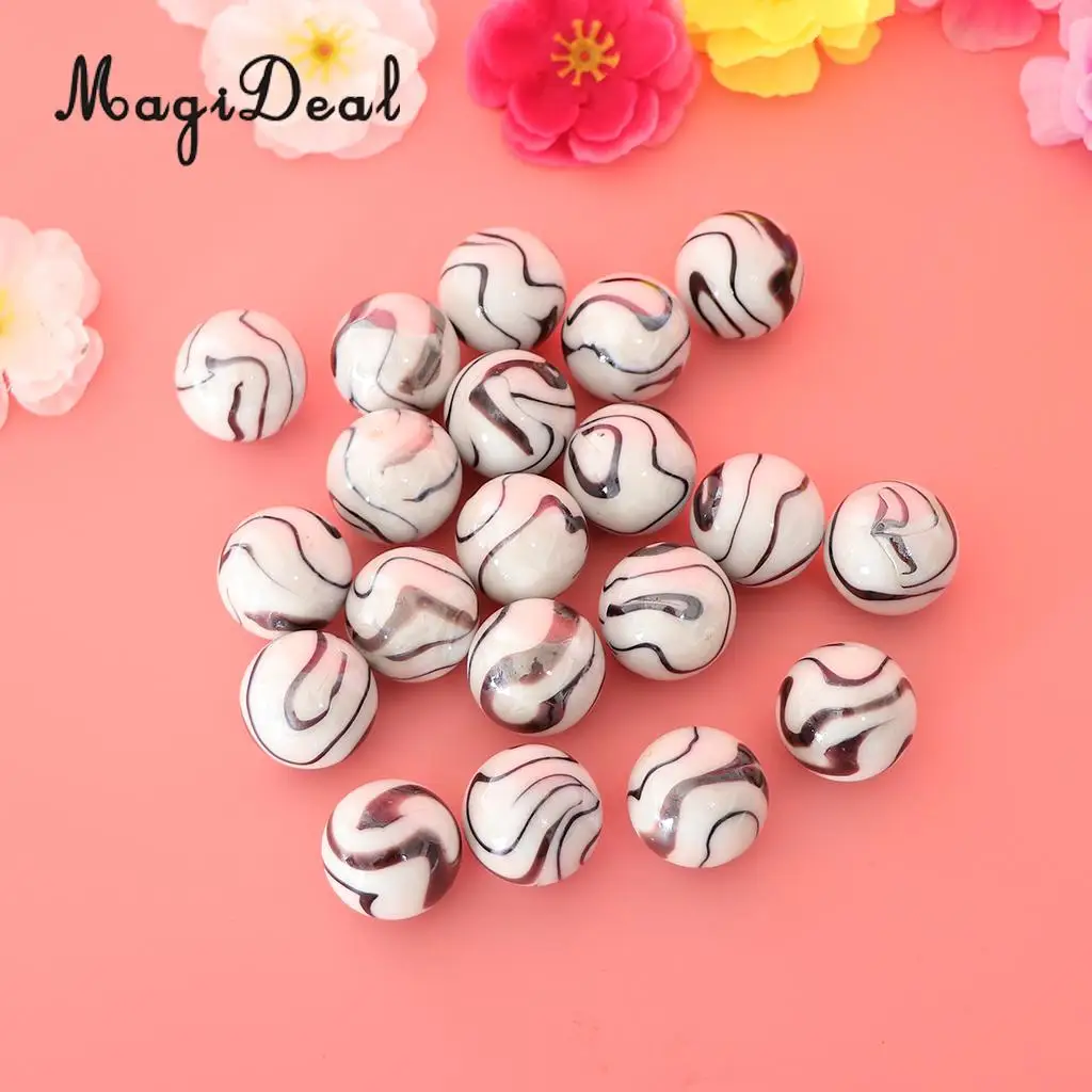 20pcs 25mm Tiger Stripes Glass Marbles, Kids Marble Run Game, Marble Solitaire Toy Accs Vase Filler & Fish Tank Home Decor