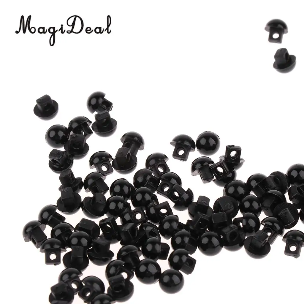 MagiDeal 100Pcs Black Mushroom Sewing Buttons for Clothes Doll Plush Animal Eyes Nose Making Decoration Kids Craft Toy 6mm