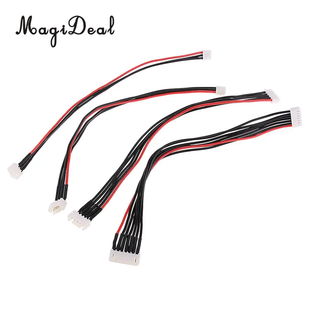 MagiDeal 4Pcs/Lot 2S 3S 4S 6S 20cm Lipo Balance Wire Extension Lipo Charger Adapter Cable Lead Cord for RC Battery Charger
