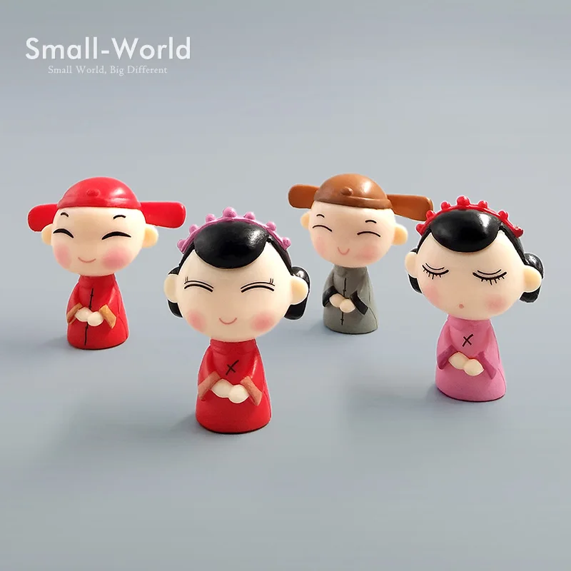 Figura en miniatura de amante de Chiese, muñeca de boda, bonsái, figuras de niño y niña, decoración de pasteles, adornos de estatua de personaje de jardín de hadas