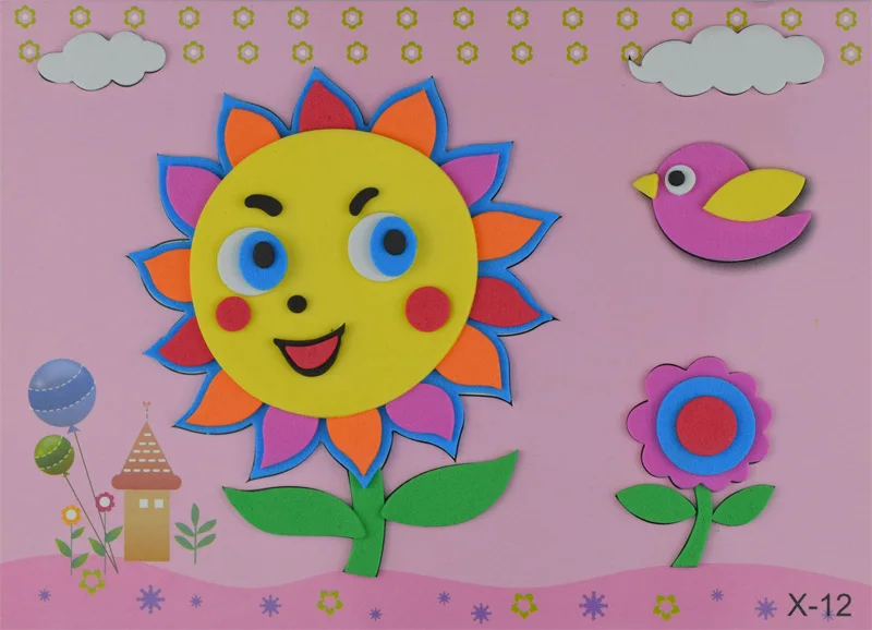 Juego de 5 hojas de papel EVA 3D para niños, materiales hechos a mano, juguetes artesanales para niños, puzle de guardería, pegatina ESTÉREO - imagen 5