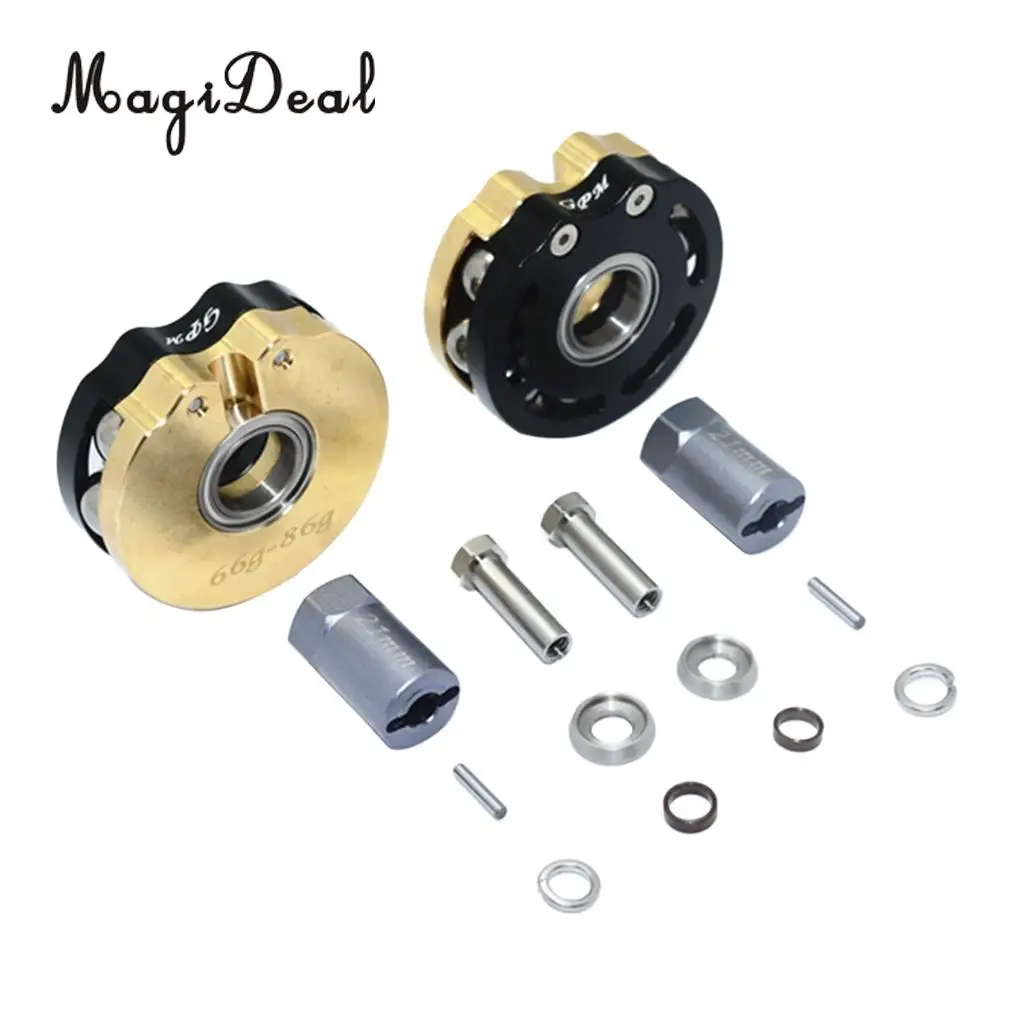 AXIAL SCX10 I SCX10 II Gmade SAWBACK 4LS KOMODO BRASS PENDULUM WHEEL KNUCKLE AXLE WEIGHT + 21MM HEX ADAPTER Black