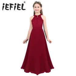 Vestido elegante de flores para niñas, ropa de fiesta de boda para niños, vestido de princesa Floral con encaje recortado en la espalda, vestido Formal para ocasiones