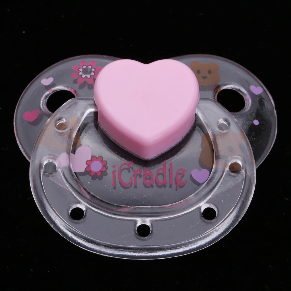 Cute Dummy Cartoon Magnetic Pacifier for Reborn Baby Supplies Pink & Clear