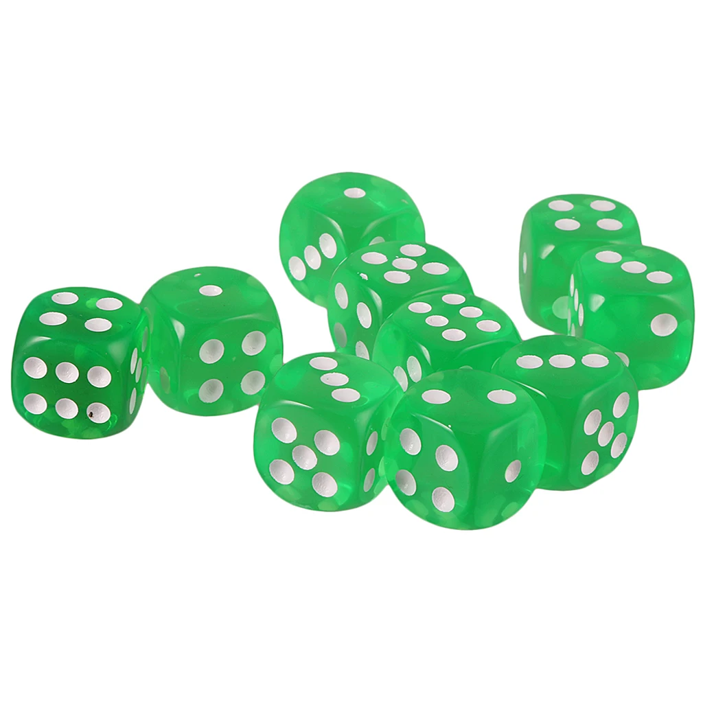 Pack of 10 D6 Dice Sets Acrylic Six-side for D&D TRPG Party Board Game Kids Toys