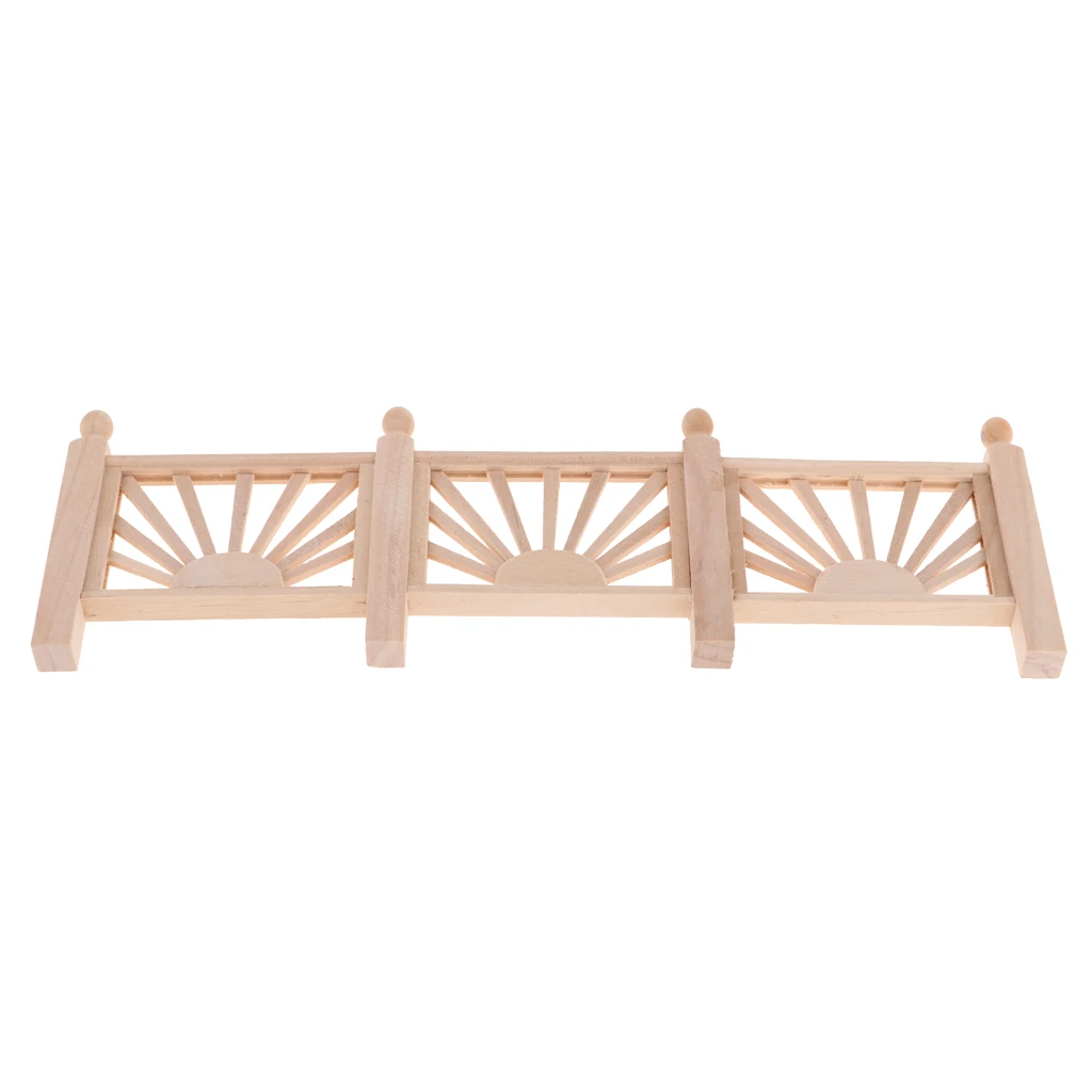 1/12 Dollhouse Scale Miniature Wood Rail Fence Miniature Unpainted Wooden Rail Barrier Garden Decor  for Dollhouse Garden Decor