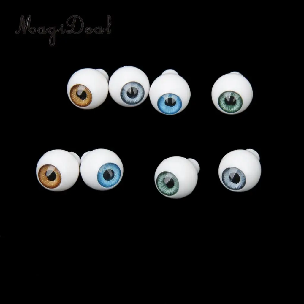 MagiDeal Simulation 4 Pairs Round Acrylic Doll Eyes DIY Eyeballs for Porcelain Dolls Animals Halloween Props Kids Toy 10x7mm