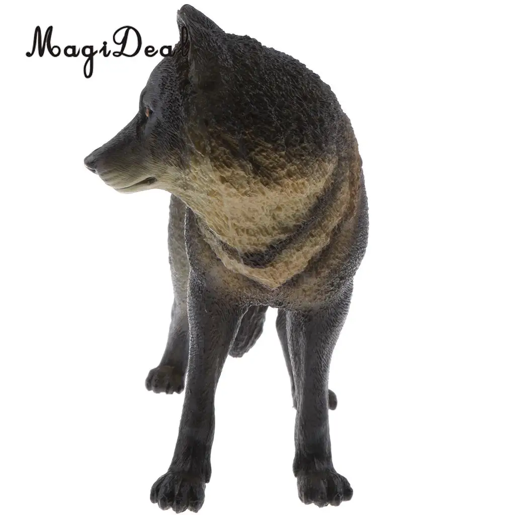 MagiDeal 1Pc PVC Realistic Animal Model Figurine Action Figures Play Set Kids Toy Black Wolf Home Table Pub Decor